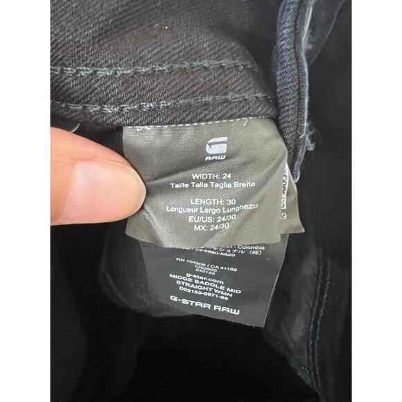 G-Star RAW Midge Mid Rise Straight Jeans W24 L30 Dark Wash NWT - Picture 7 of 8